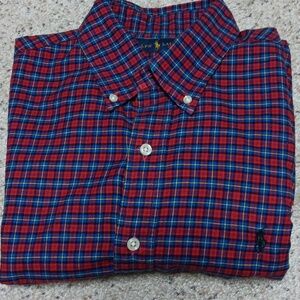 Ralph Lauren red/ blue plaid button down, size large